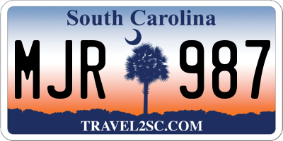 SC license plate MJR987