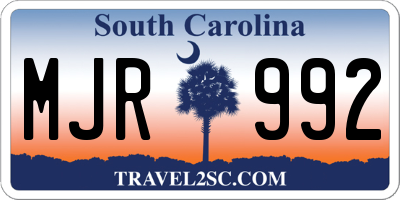 SC license plate MJR992