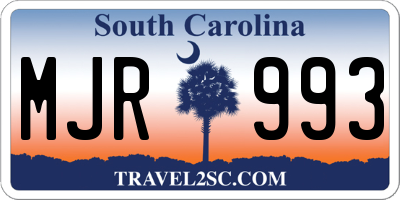 SC license plate MJR993