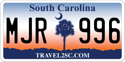 SC license plate MJR996