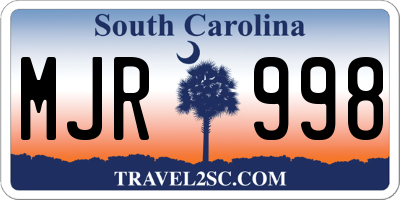 SC license plate MJR998