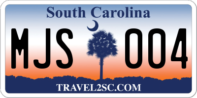 SC license plate MJS004