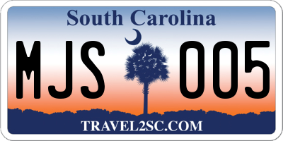 SC license plate MJS005