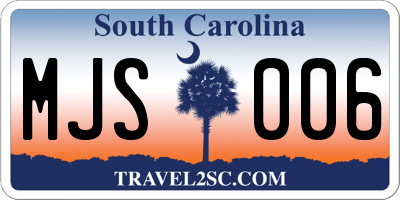 SC license plate MJS006