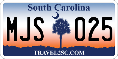 SC license plate MJS025