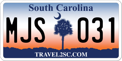 SC license plate MJS031
