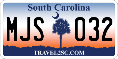 SC license plate MJS032