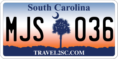 SC license plate MJS036