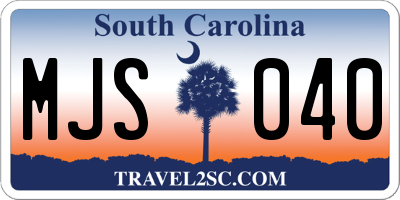 SC license plate MJS040