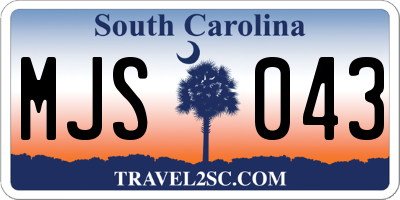 SC license plate MJS043