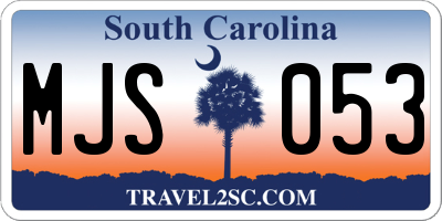 SC license plate MJS053