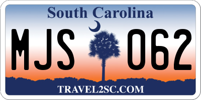 SC license plate MJS062