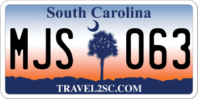SC license plate MJS063