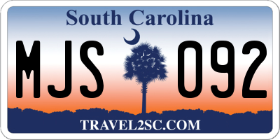 SC license plate MJS092