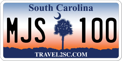 SC license plate MJS100