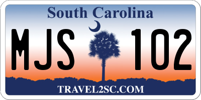 SC license plate MJS102