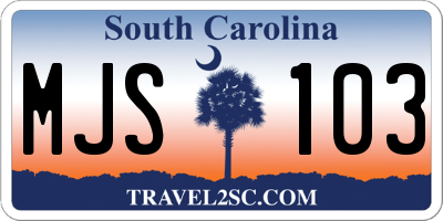 SC license plate MJS103