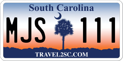 SC license plate MJS111
