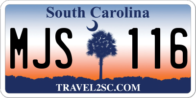 SC license plate MJS116