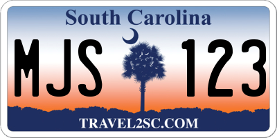 SC license plate MJS123