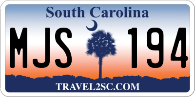 SC license plate MJS194