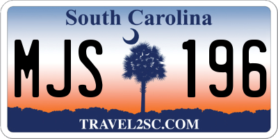 SC license plate MJS196
