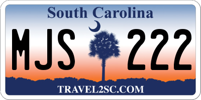 SC license plate MJS222