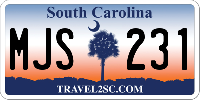 SC license plate MJS231