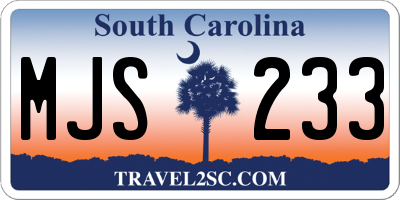 SC license plate MJS233