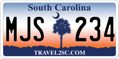 SC license plate MJS234