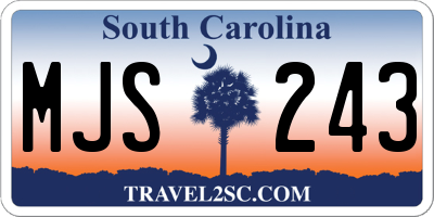 SC license plate MJS243