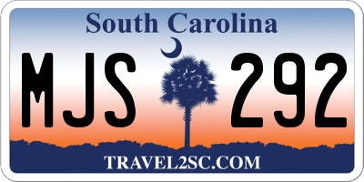 SC license plate MJS292