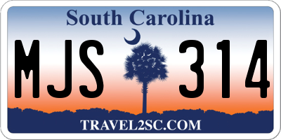 SC license plate MJS314
