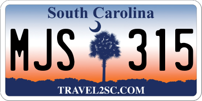 SC license plate MJS315