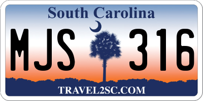 SC license plate MJS316