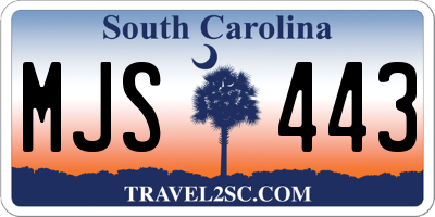 SC license plate MJS443
