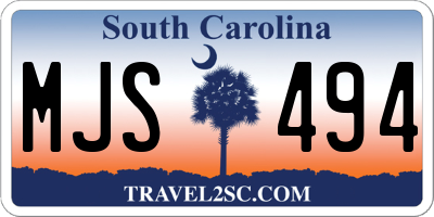 SC license plate MJS494