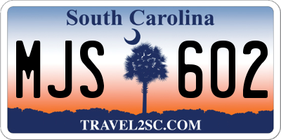 SC license plate MJS602