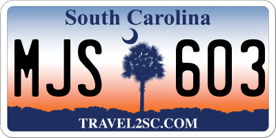 SC license plate MJS603