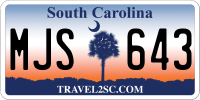 SC license plate MJS643