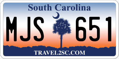 SC license plate MJS651