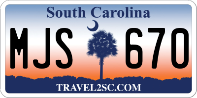 SC license plate MJS670