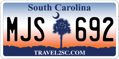 SC license plate MJS692