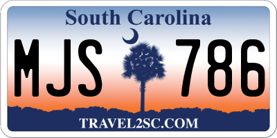 SC license plate MJS786