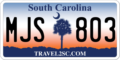 SC license plate MJS803