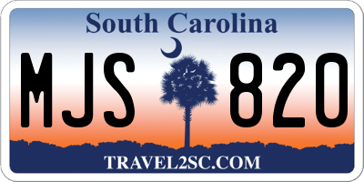 SC license plate MJS820