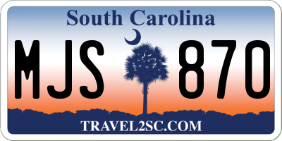 SC license plate MJS870