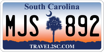 SC license plate MJS892