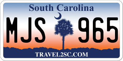 SC license plate MJS965