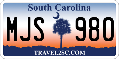 SC license plate MJS980